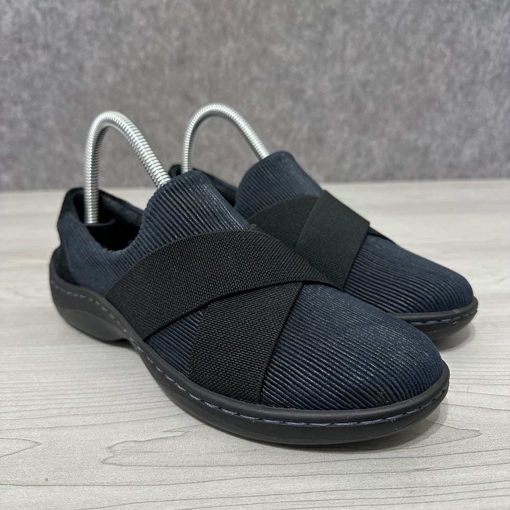 Born Banshee Slip On Shoes Womens 7 Blue Crisscross‎ Elastic Textured Fabric
